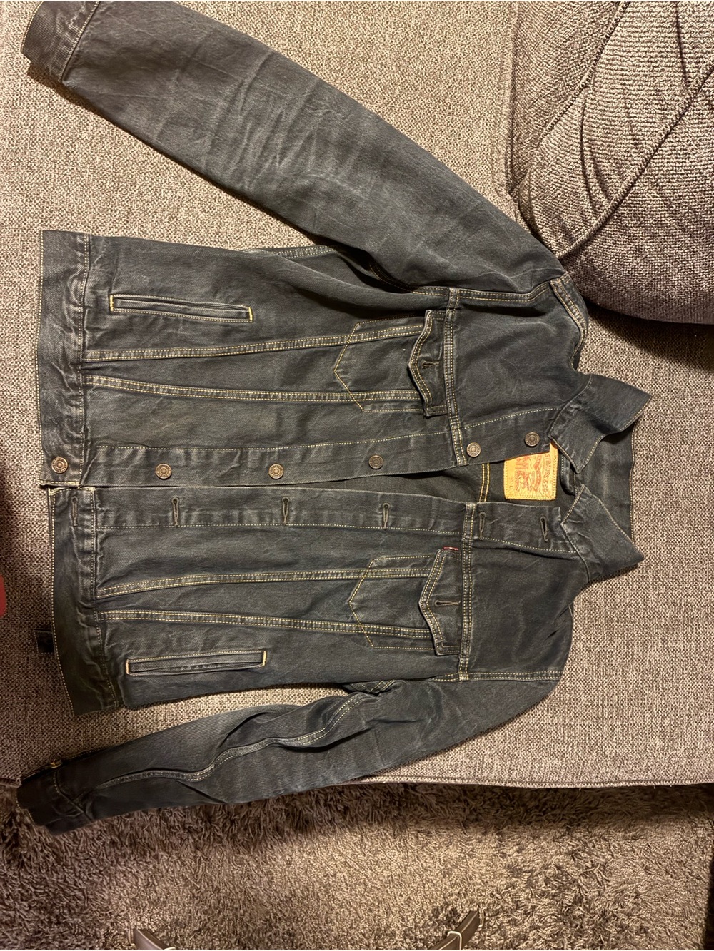 Levi's Black Denim Jacket with Contrast Stitching
